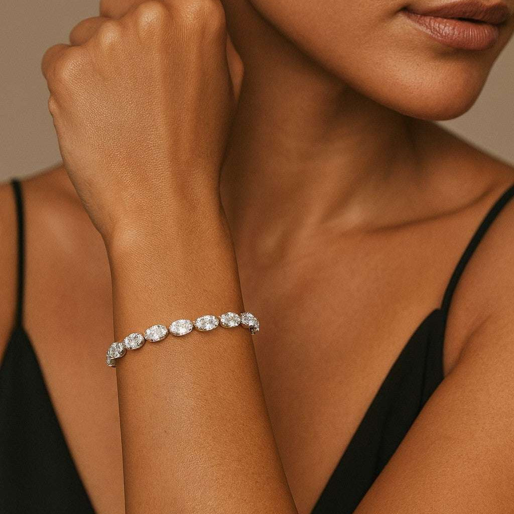 14k White Gold 5.18ct Oval Diamond Bracelet – V50699