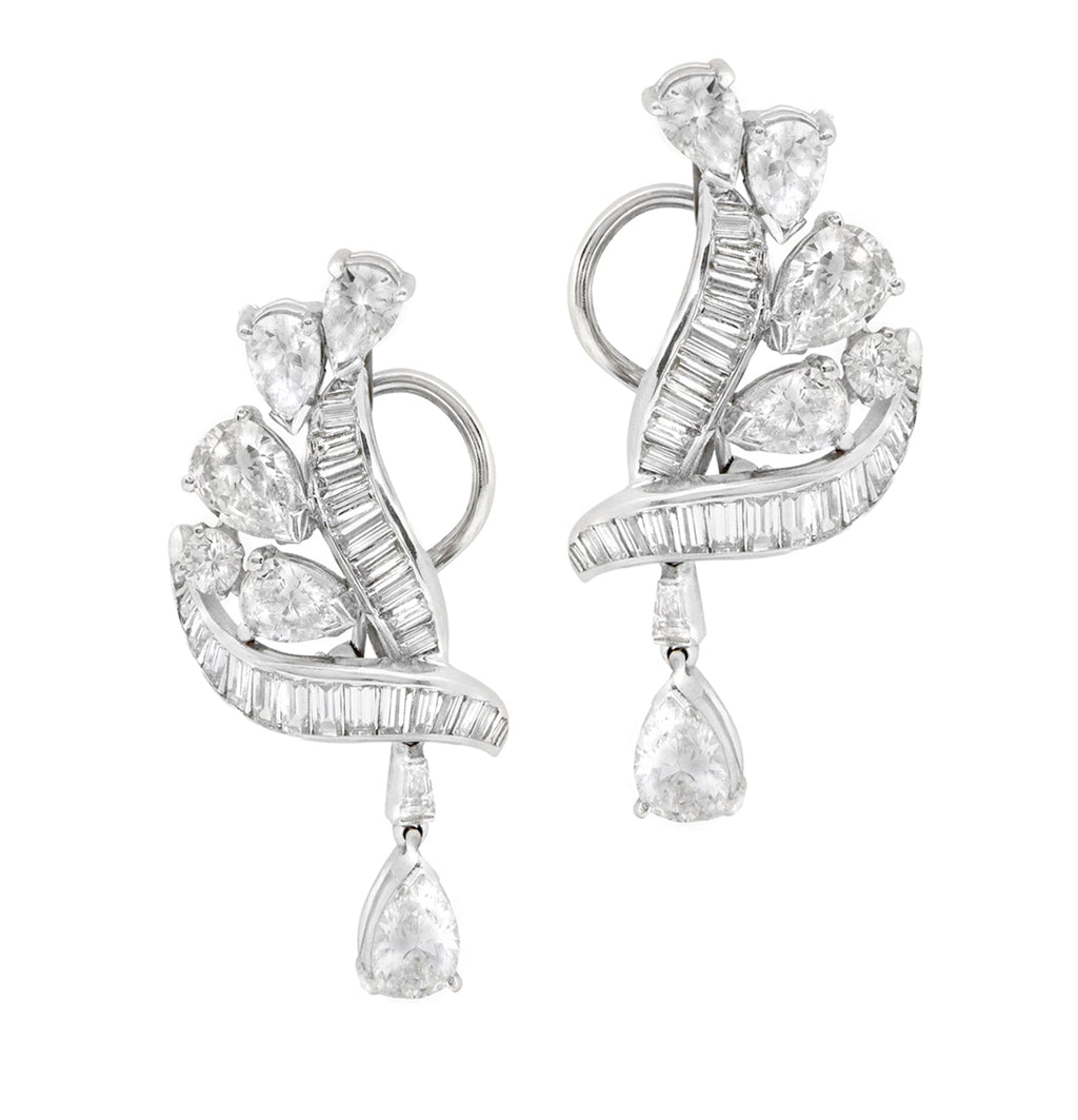 5ct Platinum Dangle Earrings- V50908