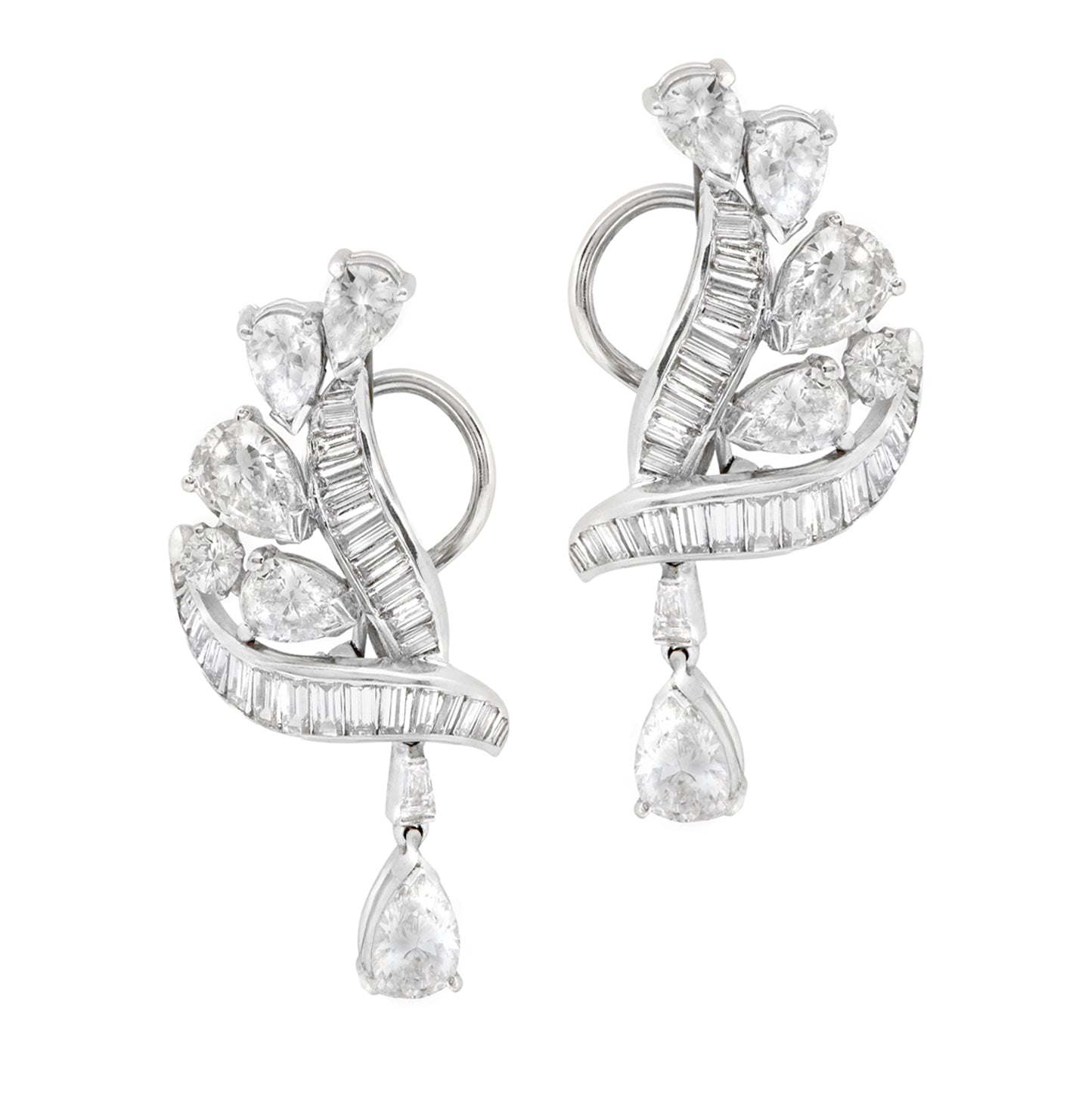 5ct Platinum Dangle Earrings- V50908