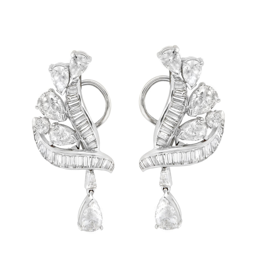 5ct Platinum Dangle Earrings- V50908