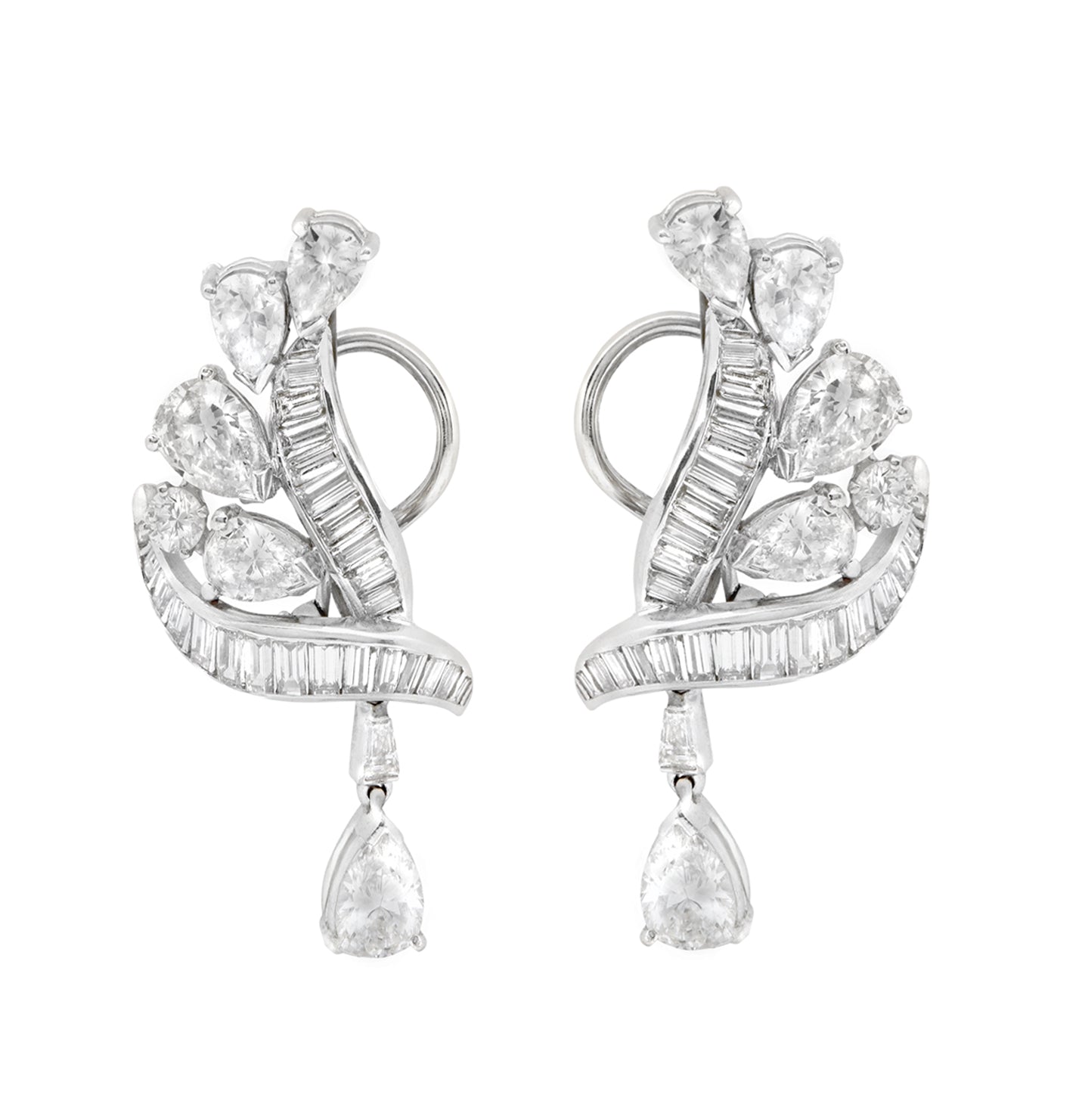 5ct Platinum Dangle Earrings- V50908