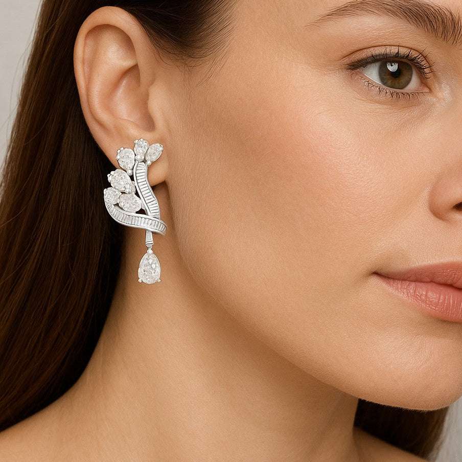 5ct Platinum Dangle Earrings- V50908