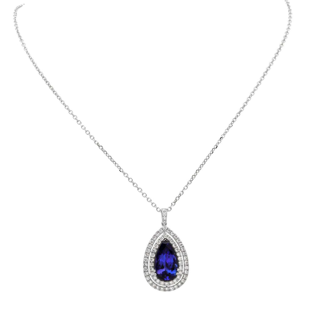 Oval Tanzanite & Diamond Pendant Necklace – V50911
