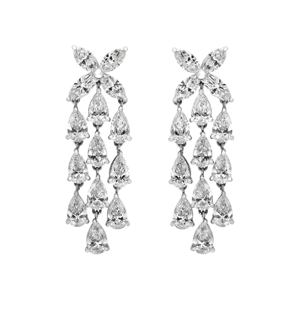 9.60 Carat Platinum Diamond Dangle Earrings -V51173