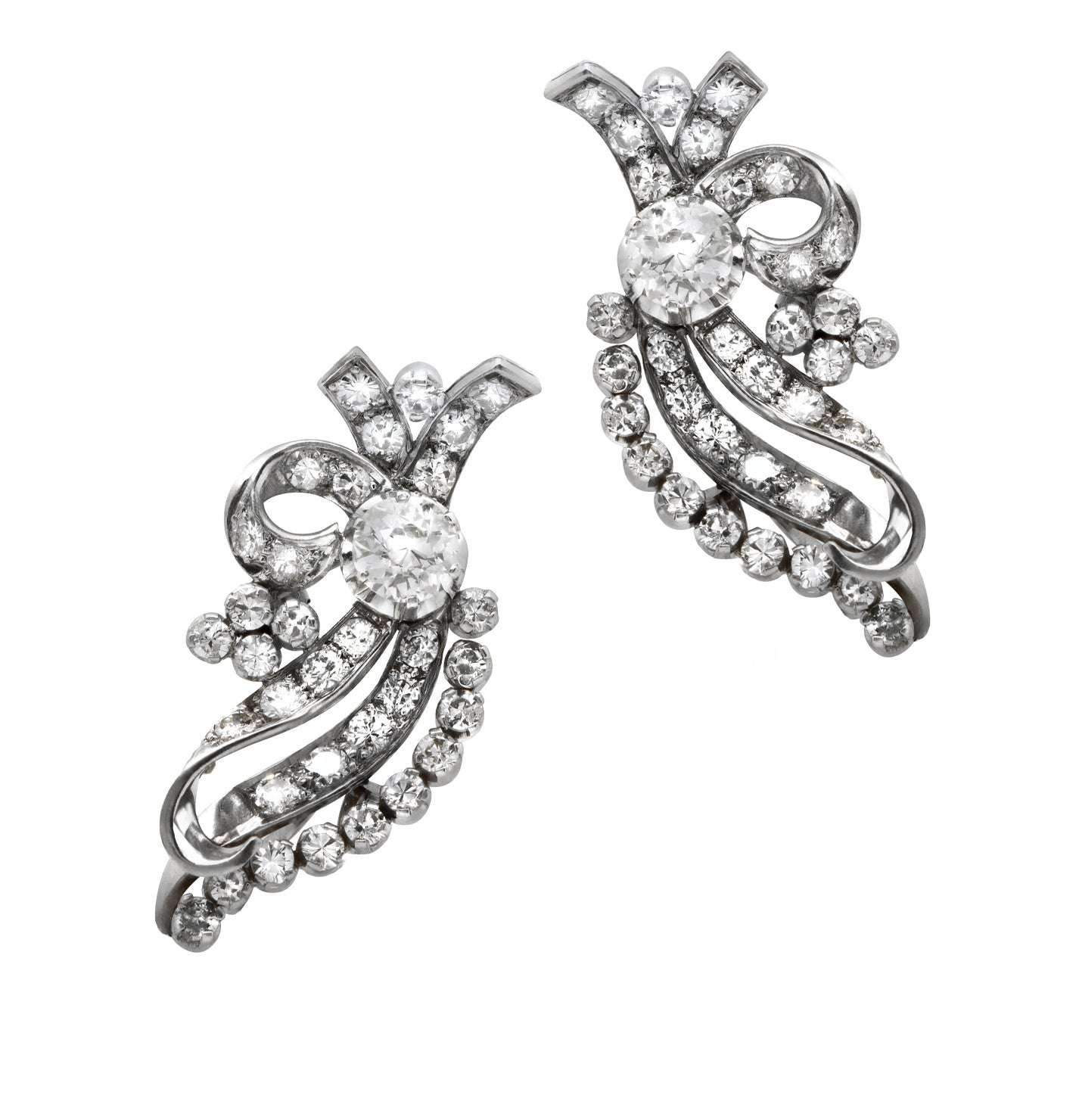 Platinum & Diamond Euro Cut Earrings - V39381-1