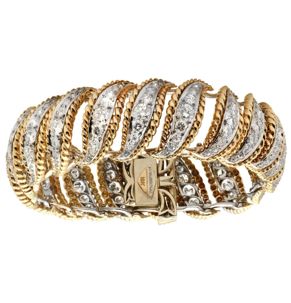 Diamond Bracelet in 18K White & Yellow Gold – 160 Round Brilliant Diamonds – V48278-1