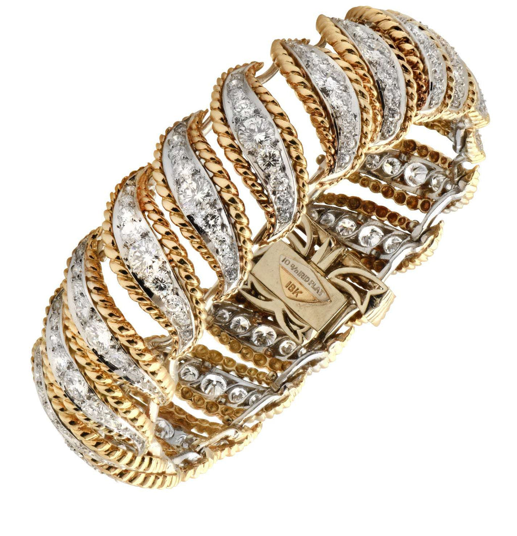 Diamond Bracelet in 18K White & Yellow Gold – 160 Round Brilliant Diamonds – V48278-1