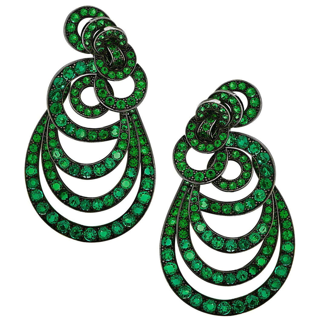 18 Carat Emerald Gypsy Style Earrings -V30162-1