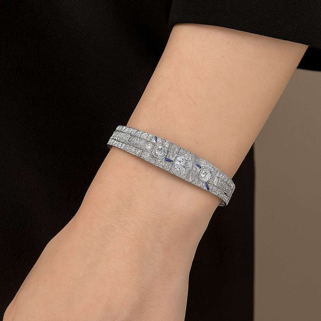 Elegant 12ct Diamond and Sapphire Bracelet - V11687-1
