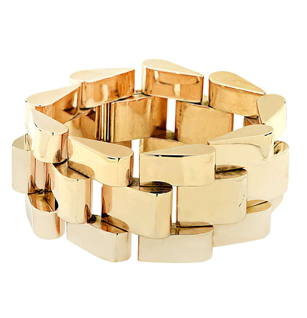 1950s French Retro 18k Yellow Gold Bracelet -V47098-1