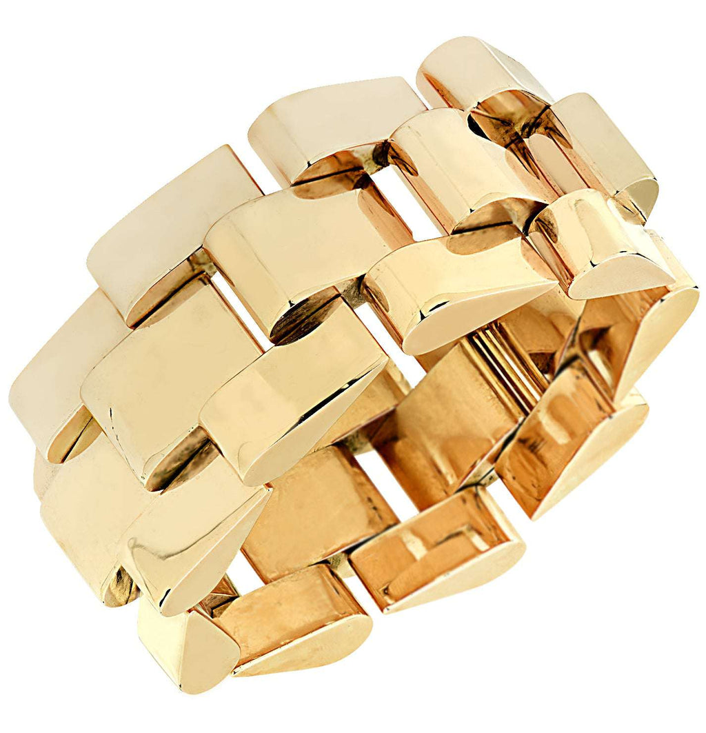 1950s French Retro 18k Yellow Gold Bracelet -V47098-1