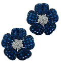 Sapphire And Diamond Flower Earrings -V31974-1