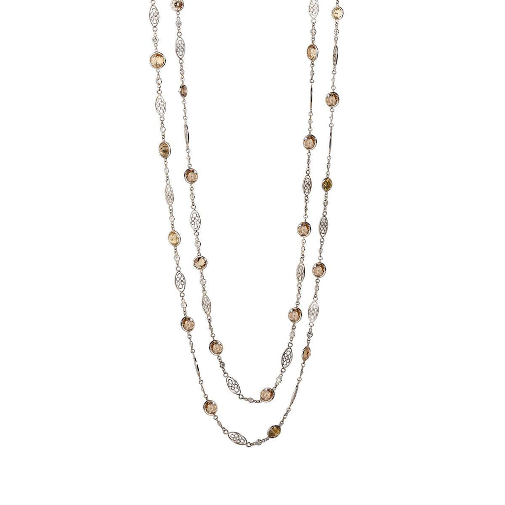 Gorgeous 19.26 Cts. Fancy Color Diamond Platinum Necklace -V3810-1