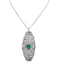 Emerald & Diamond Filigree Necklace in 18k White & Yellow Gold by VIVID – V49636-1