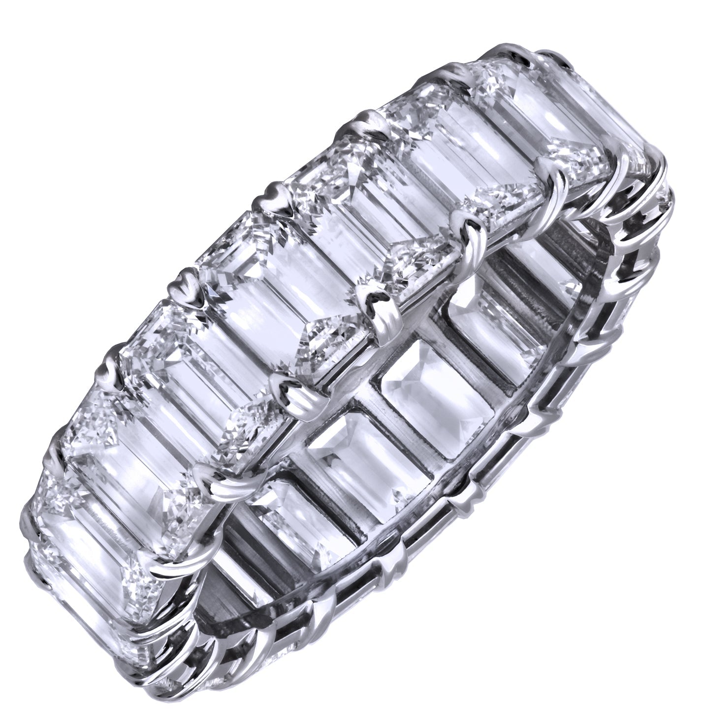 Platinum 6.03ct Emerald-Cut Diamond Wedding Band – V37022-1