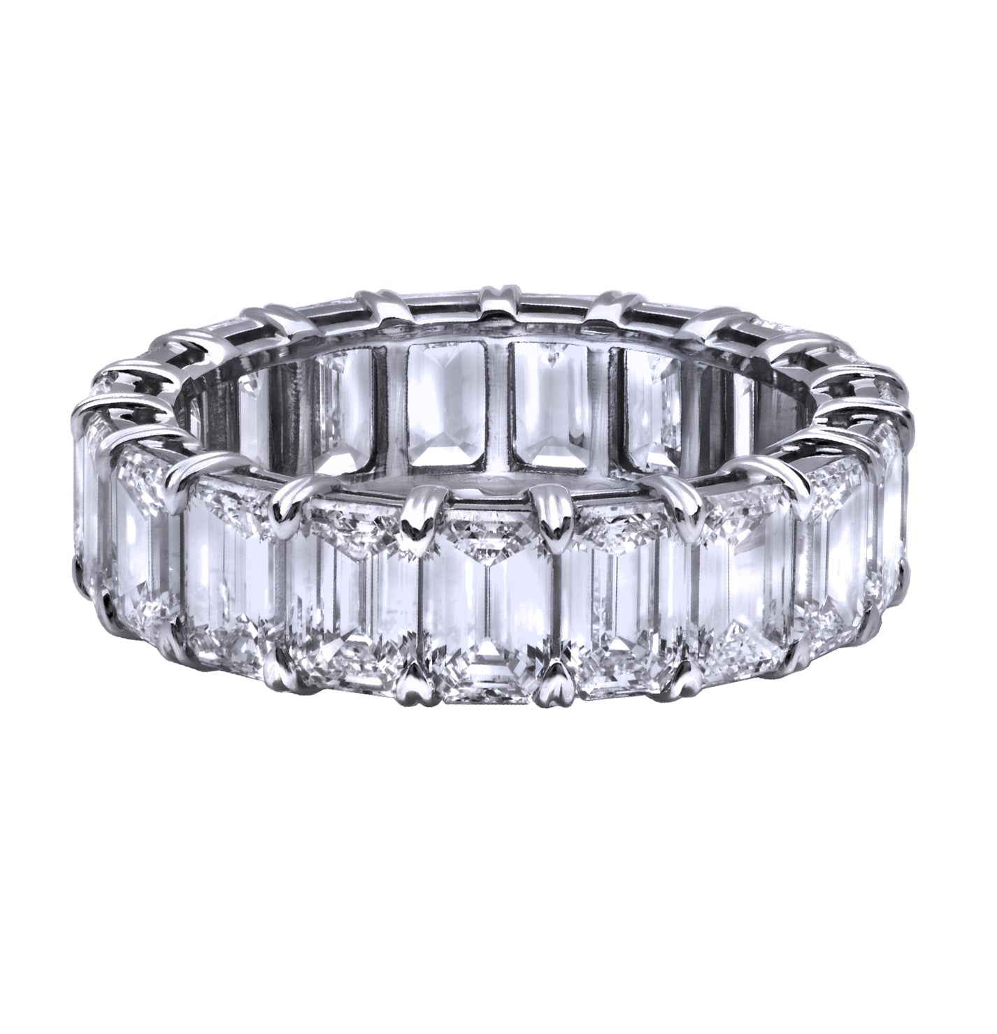 Platinum 6.03ct Emerald-Cut Diamond Wedding Band – V37022-1