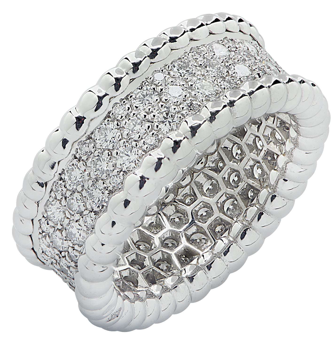 Van Cleef & Arpels Perlee Diamond 3 row Pave Band -V39375-1