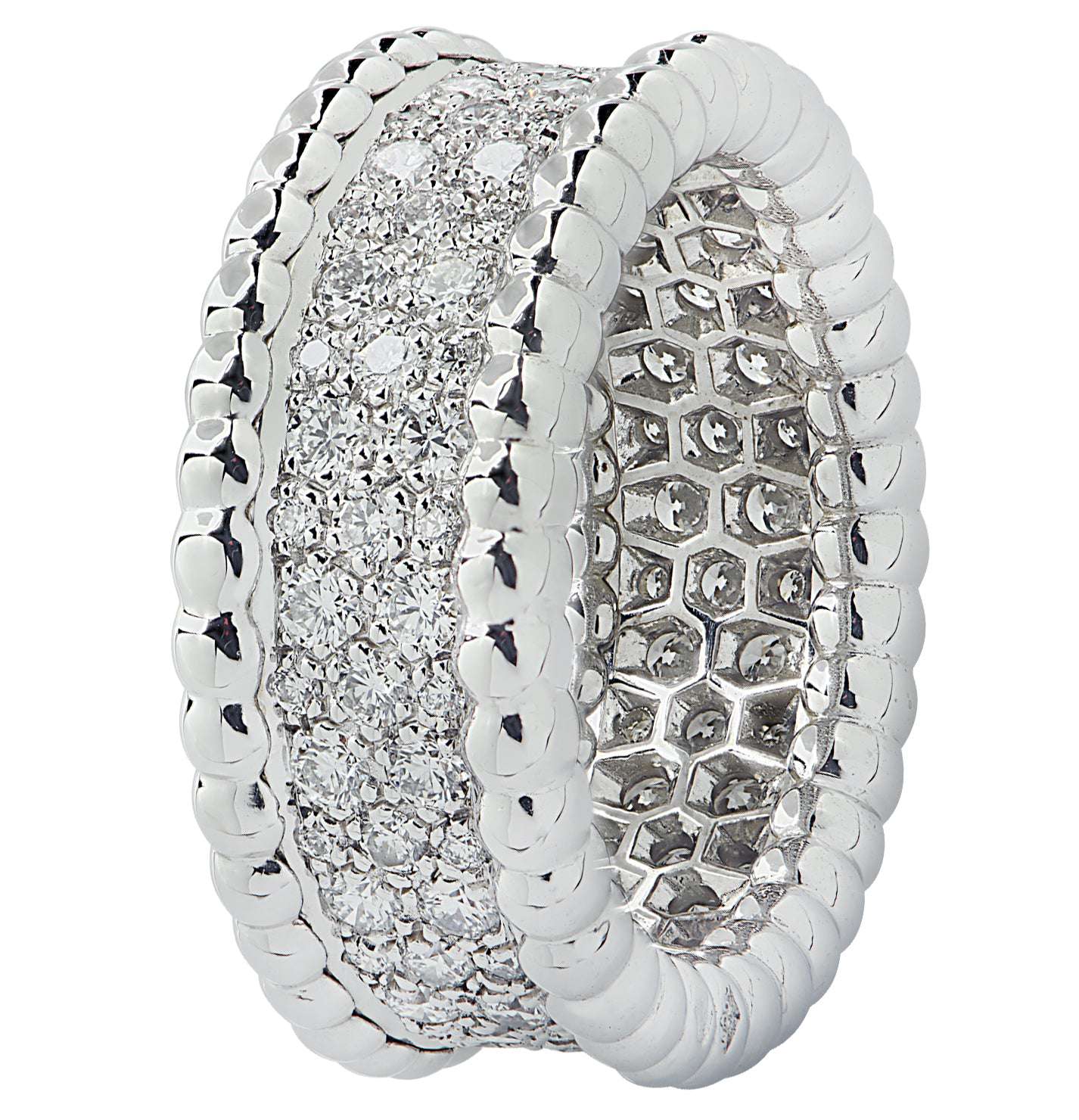 Van Cleef & Arpels Perlee Diamond 3 row Pave Band -V39375-1