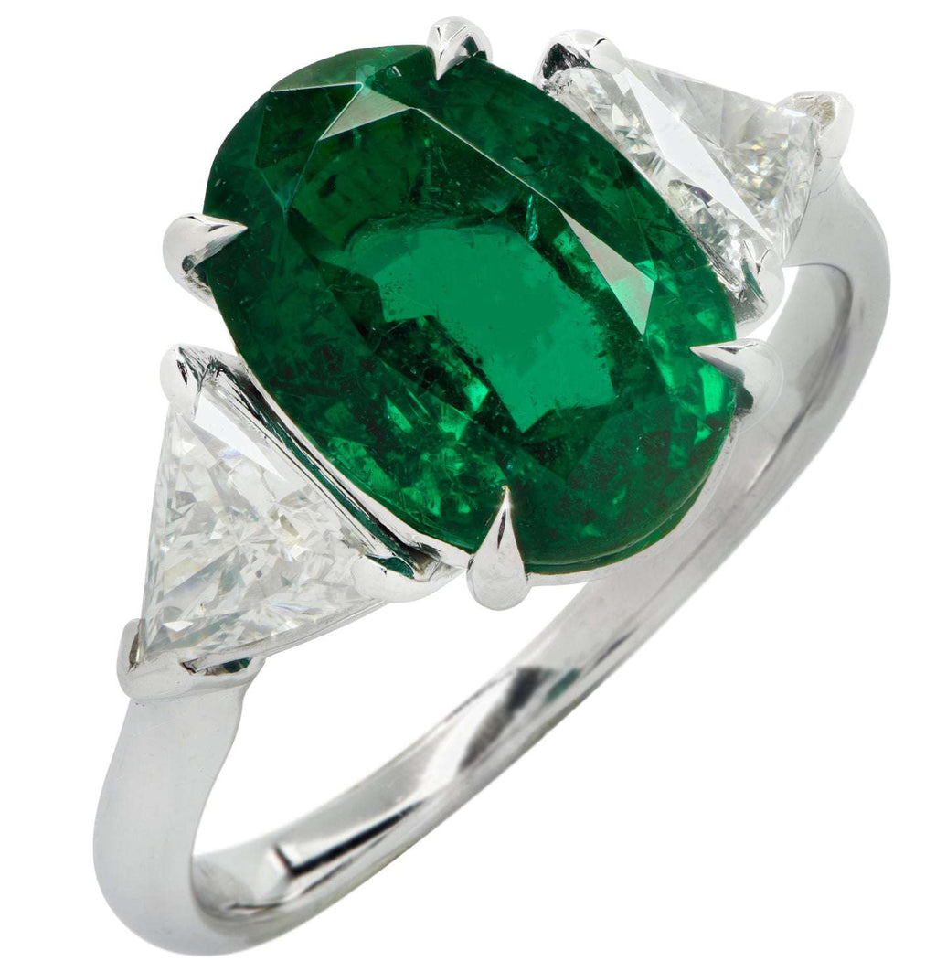 Vivid Diamonds AGL Certified 3.16 Carat Zambian Emerald & Diamond Ring -V42736-1