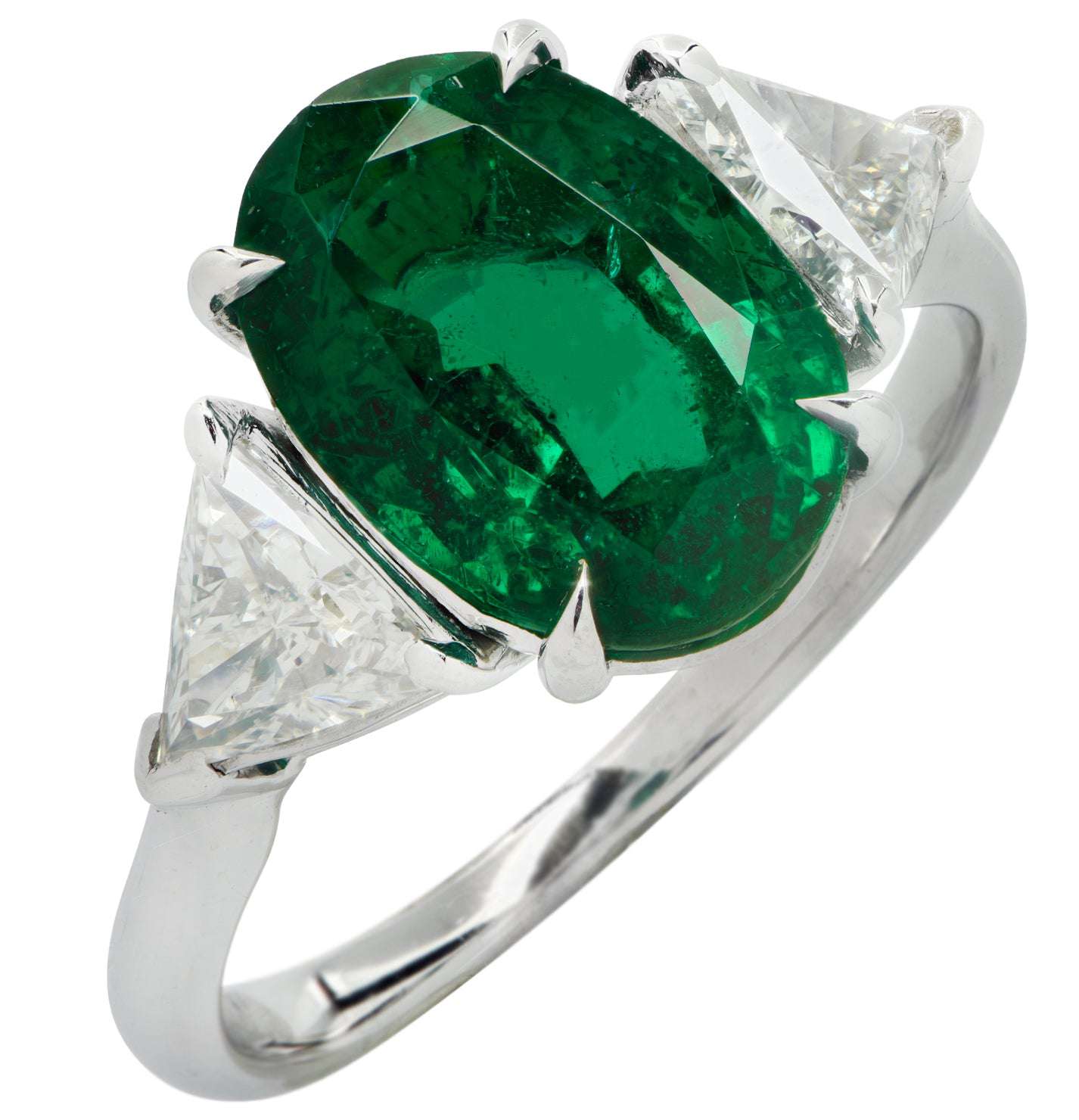 Vivid Diamonds AGL Certified 3.16 Carat Zambian Emerald & Diamond Ring -V42736-1
