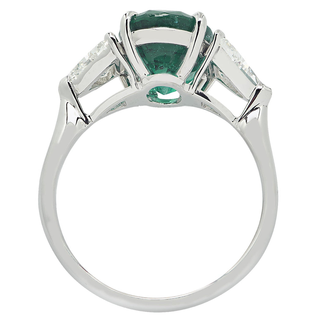 Vivid Diamonds AGL Certified 3.16 Carat Zambian Emerald & Diamond Ring -V42736-1