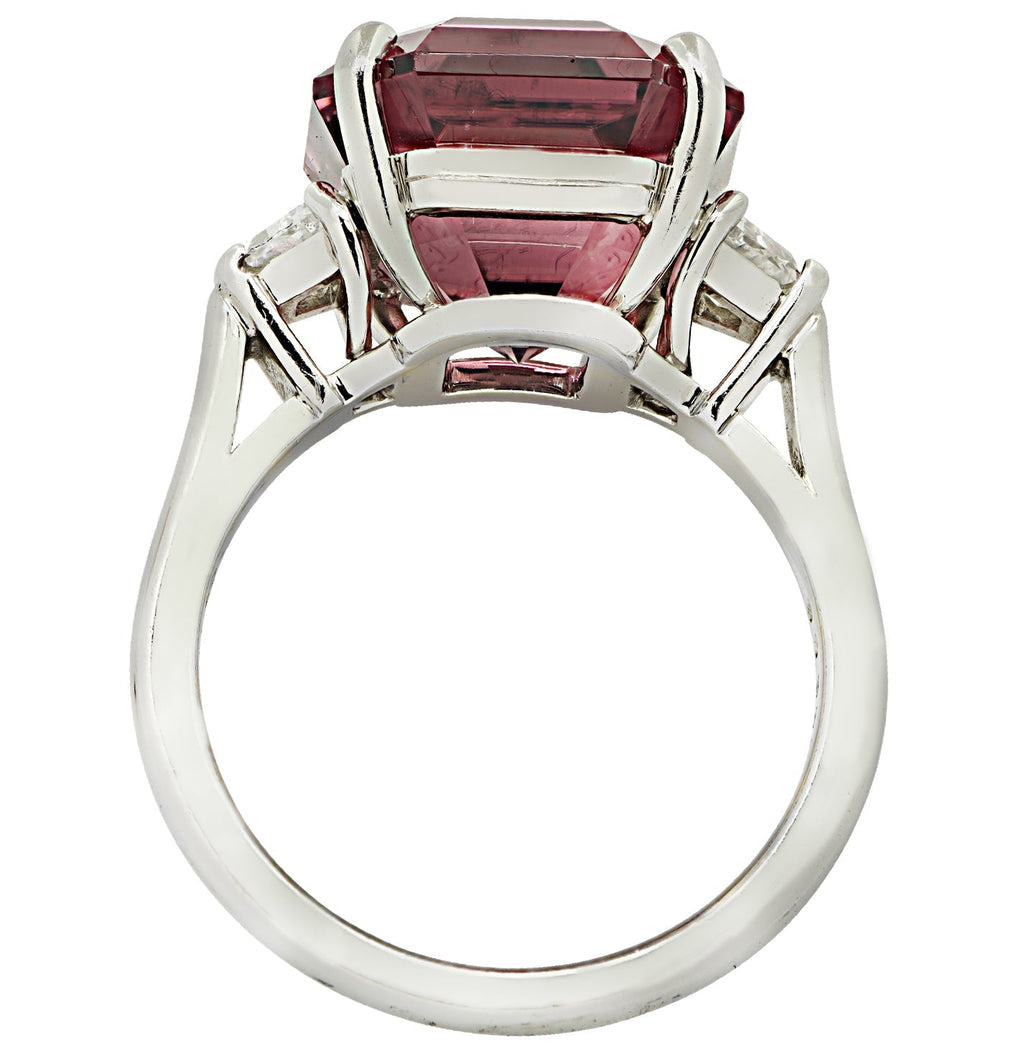 Oscar Heyman 9.8 Carat Ascher Cut Rubelite & Diamond Ring - V46405-1