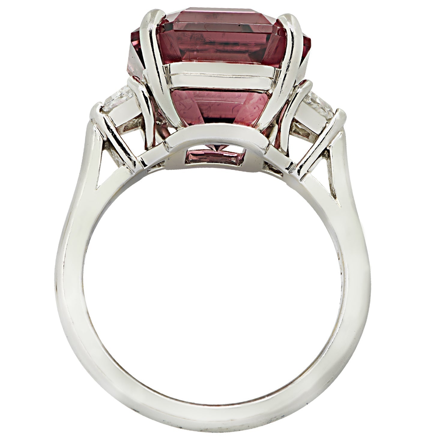Oscar Heyman 9.8 Carat Ascher Cut Rubelite & Diamond Ring - V46405-1