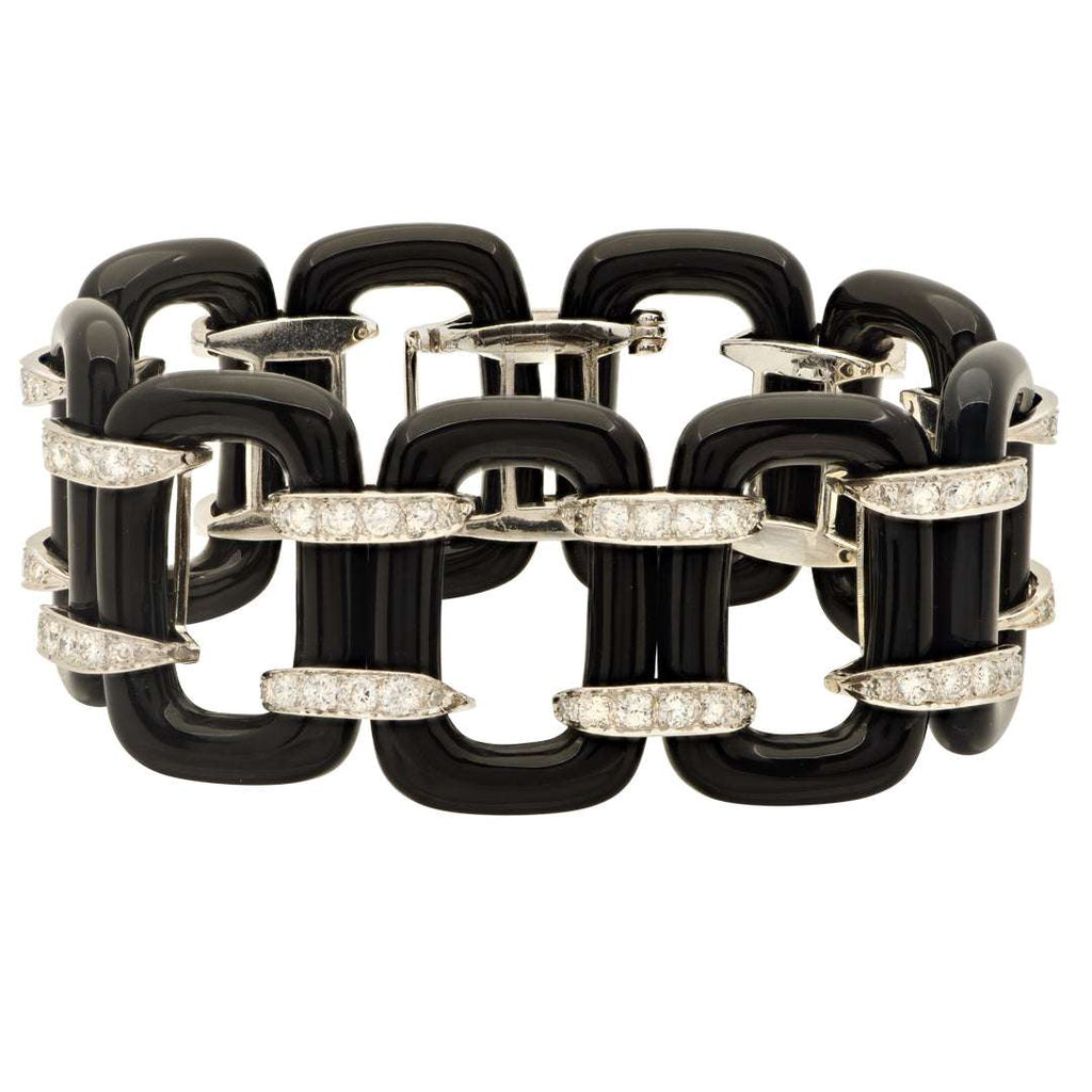 Black Onyx White Gold Bracelet -V51226