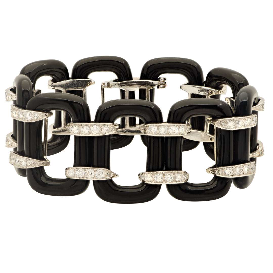 Black Onyx White Gold Bracelet -V51226