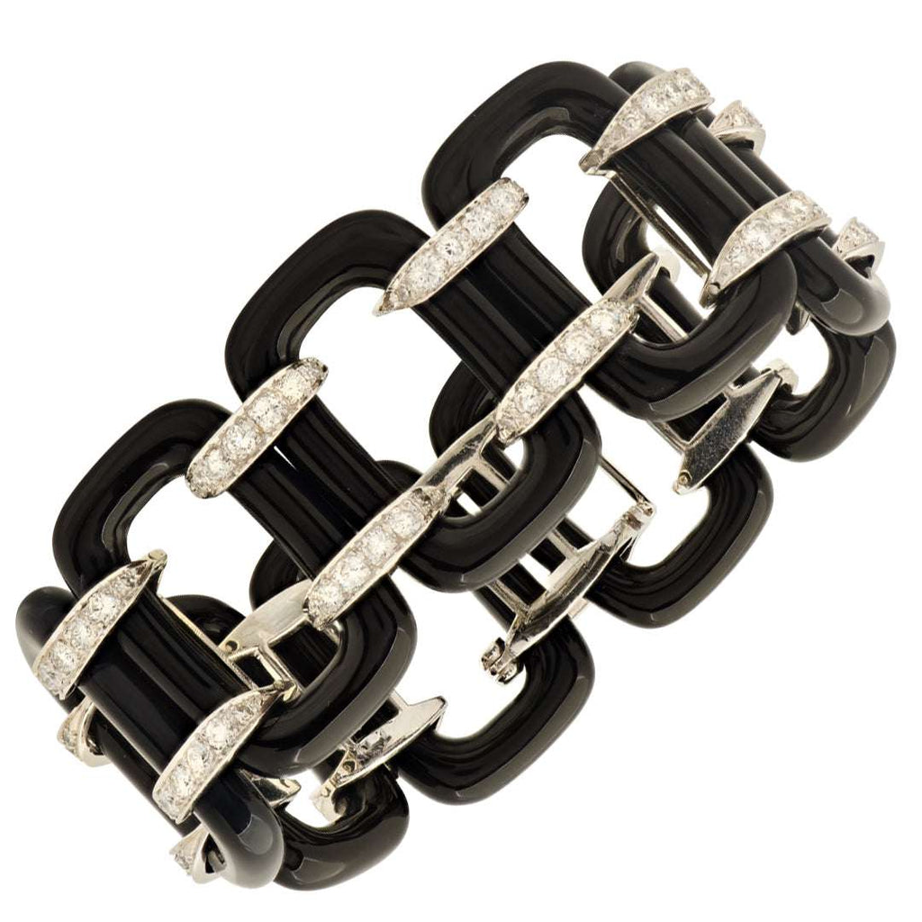Black Onyx White Gold Bracelet -V51226
