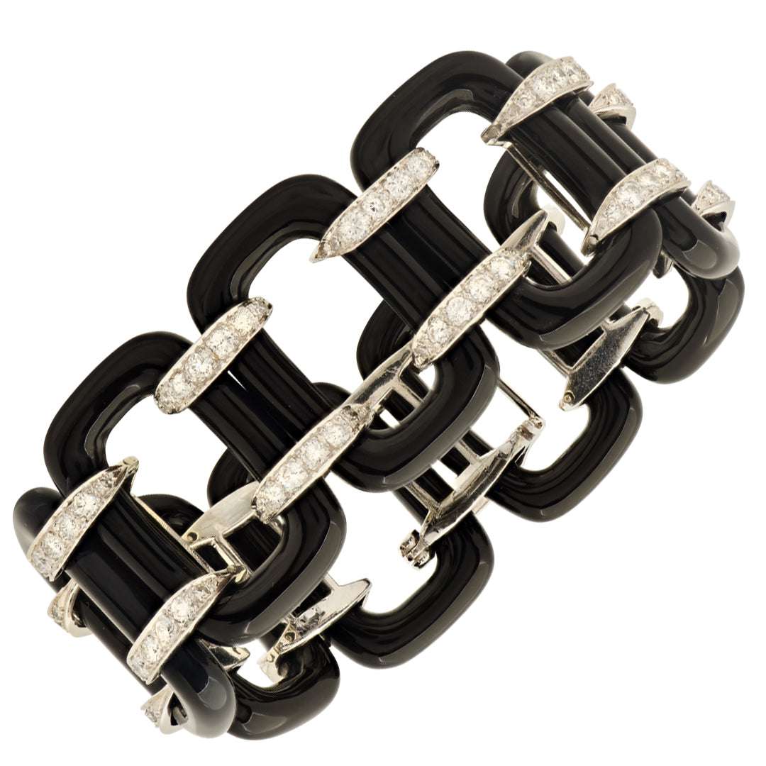 Black Onyx White Gold Bracelet -V51226