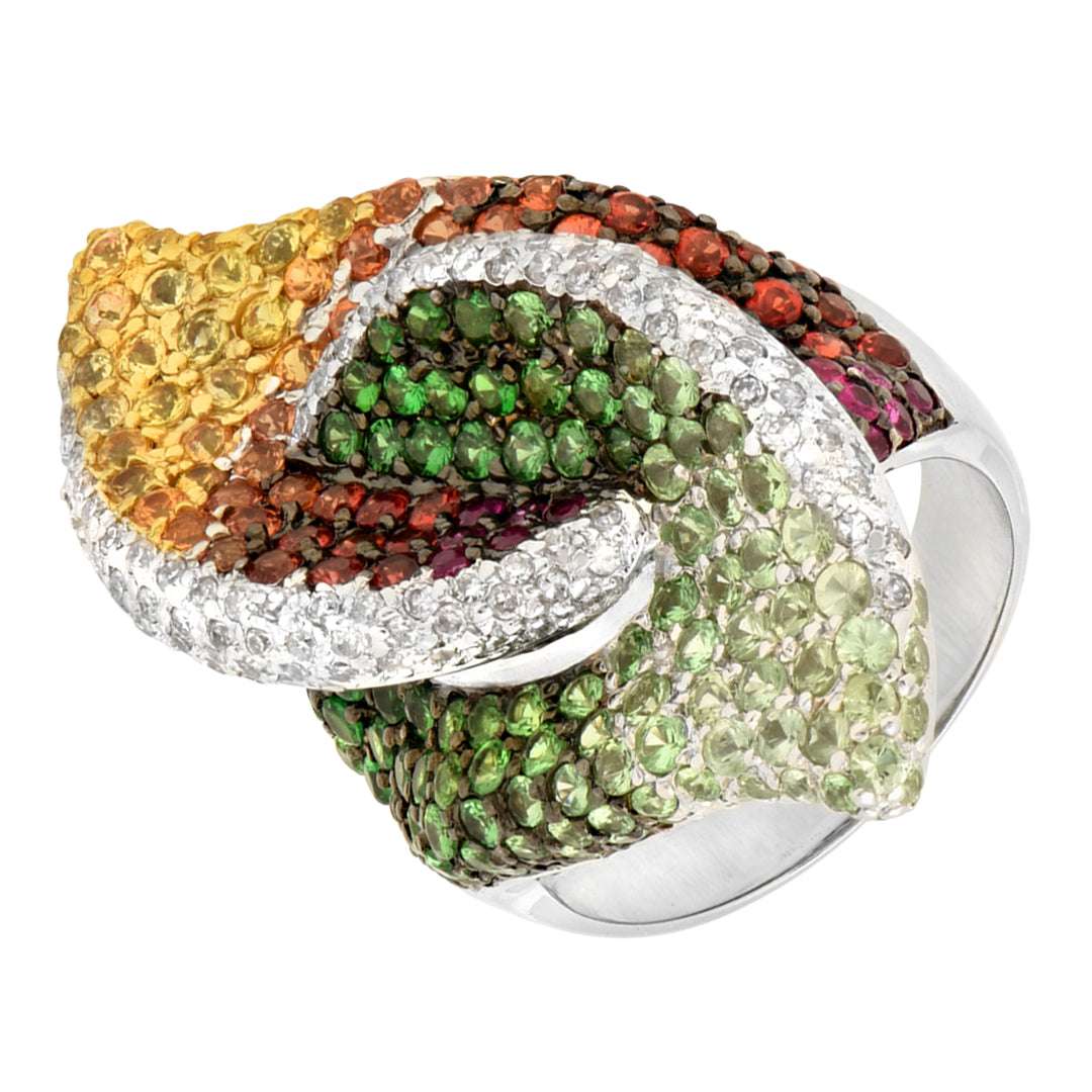 14k White Gold Color Gemstone Ring -V51234