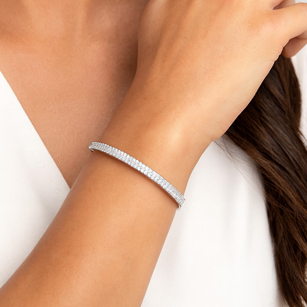 Elegant 18K White Gold Bangle with 6.00 Carats of Diamonds by Vivid Diamonds