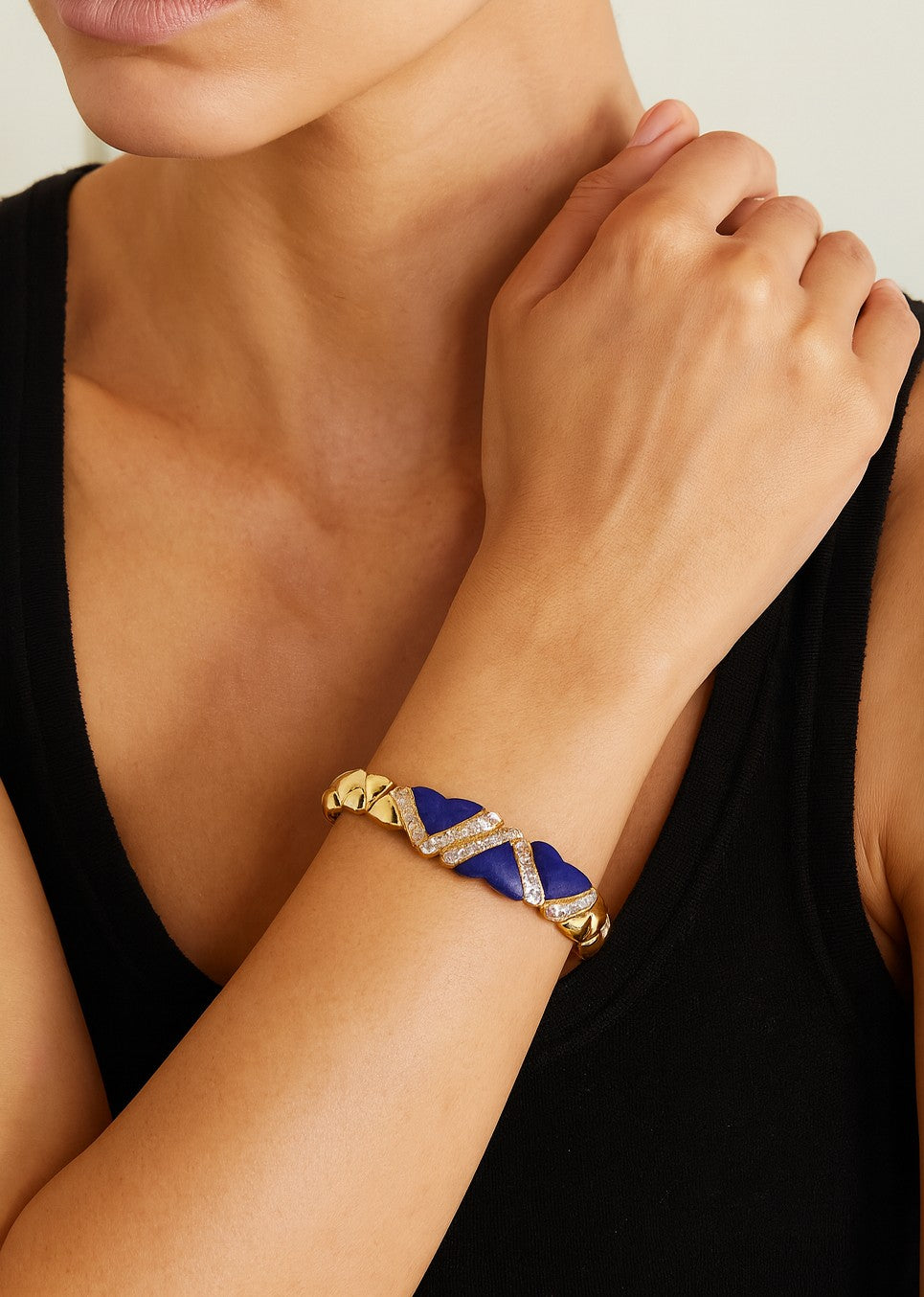 Elegant 18K Yellow Gold Color Gemstone Bracelet with 36 Brilliant Cut Diamonds, 1.08 Carats